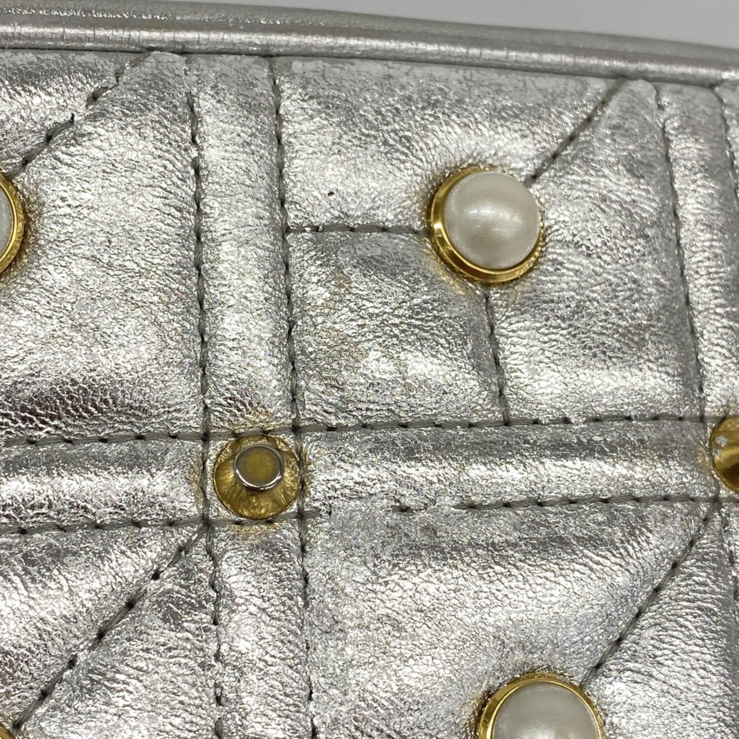 Gucci Gg Marmont Shoulder Bag 447632 Leather Silver