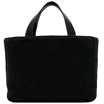 Prada Handbag Ec-22660 Black Nero Maglia Vitell B8387 Wool Leather 65 Prada Triangle Plate