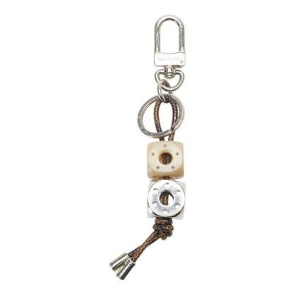 Louis Vuitton Portecle Dice Keyring M66734 Silver Brown Metal Plastic Pvc