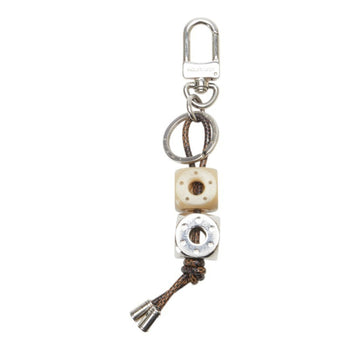 Louis Vuitton Portecle Dice Keyring M66734 Silver Brown Metal Plastic Pvc