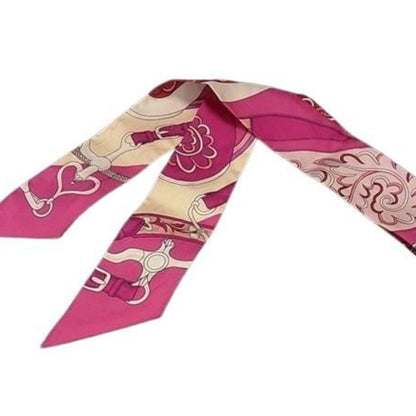 Hermes Scarf/Muffler Twilly "Festival Des Amazones" Pink Silk