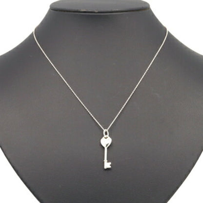Tiffany Necklace Elsa Peretti Heart Key 1P Diamond Sv Sterling Silver 925 Pendant Choker