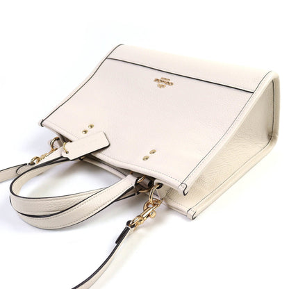 Coach 24Aw Co976 Logo Dempsey 2-Way Leather Tote Bag/Shoulder Bag In Chalk Ivory