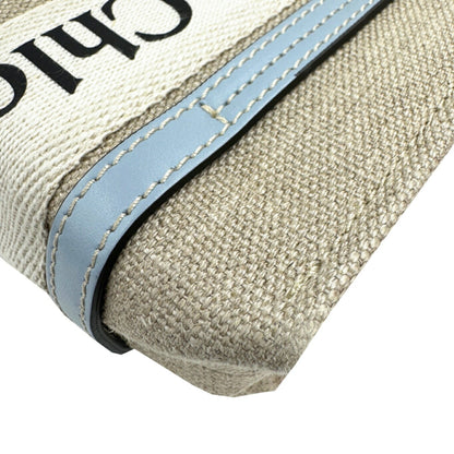 Chlo Chloe Woody Small Blue Canvas Shoulder Bag Handbag