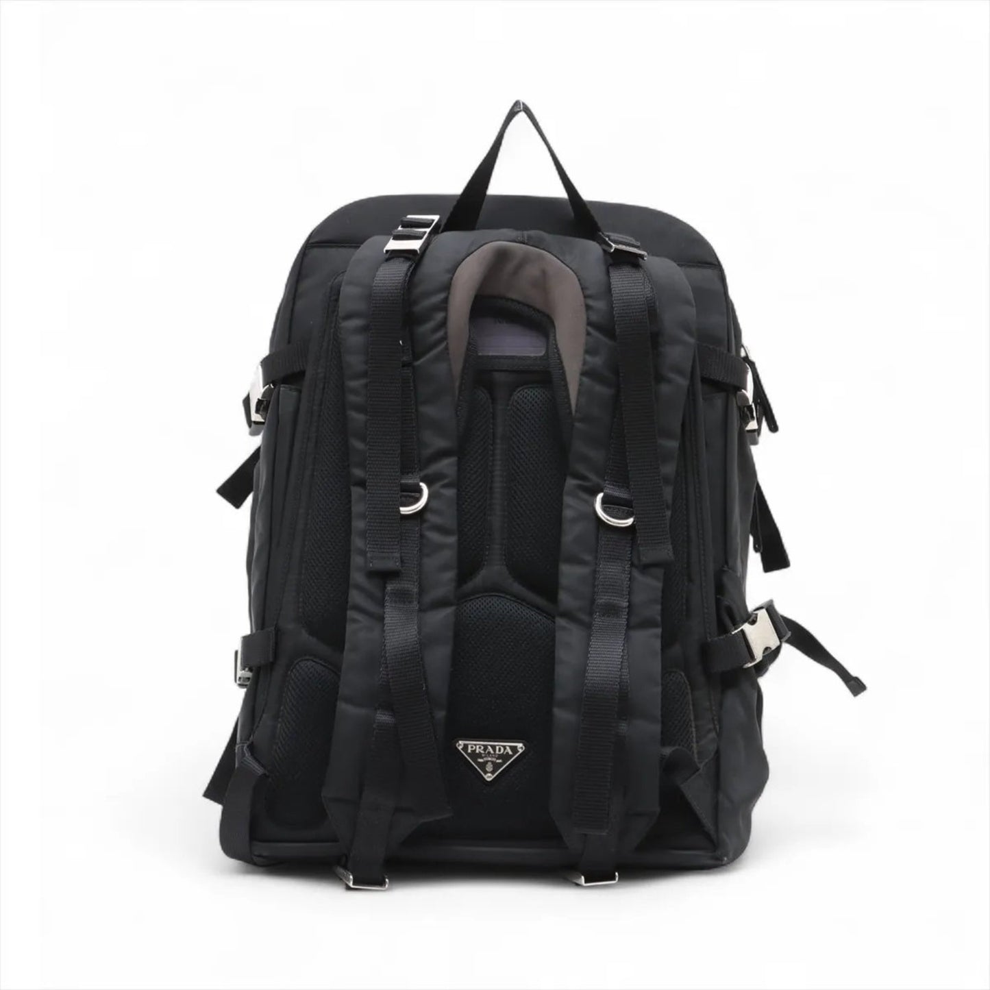 Prada Tessuto Nylon Triangle Logo Vz0055 Leather Backpack
