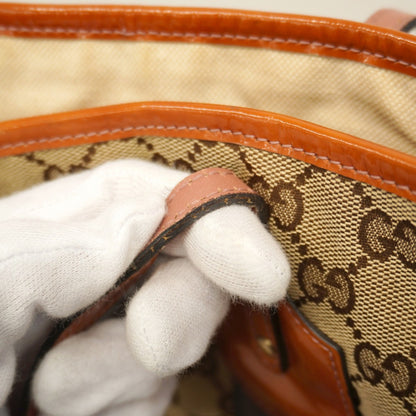 Gucci Tote Bag Gg Canvas 211971 Enamel Brown Champagne