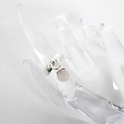 Tiffany 925 Ball Dangle Rose Quartz Ring
