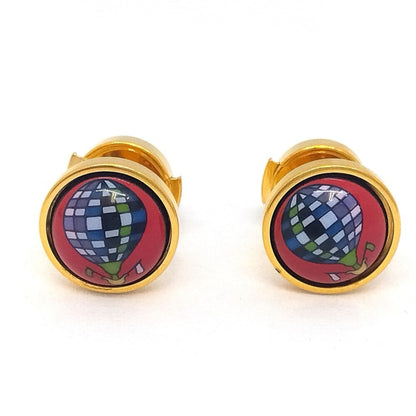 Hermes Herms Eclipse Enamel Earrings In Gold