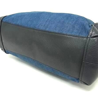 Coach Tote Bag F25884 Blue Navy Denim X Leather