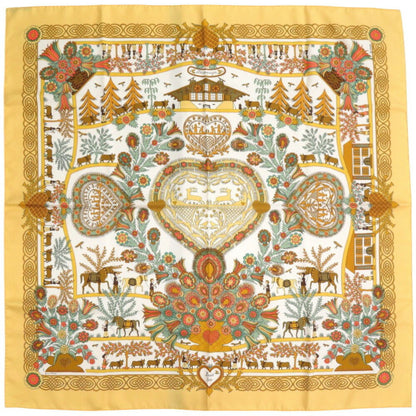 Herms Carr 90 Decoupages Paper-Cut Silk Multicolor Scarf Muffler 0750Hermes