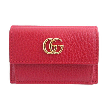Like New Gucci Gg Marmont 523277 Compact Wallet Leather Red Bi-Fold 0981Gucci