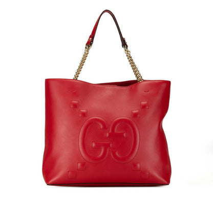 Gucci Chain Shoulder Bag Handbag Tote 453561 Red Leather