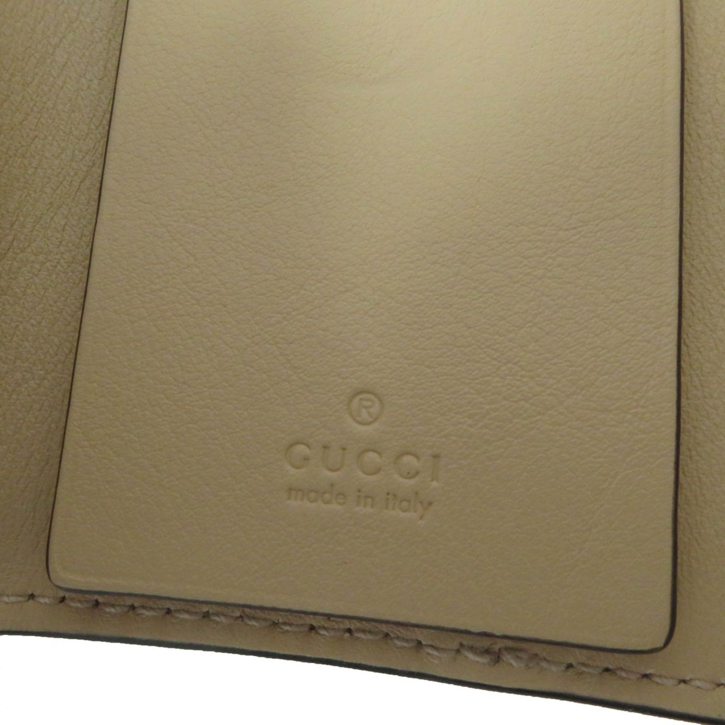 Gucci 795649 Double G Key Case In Beige Leather And Gg Supreme Canvas