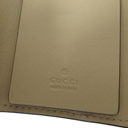 Gucci 795649 Double G Key Case In Beige Leather And Gg Supreme Canvas