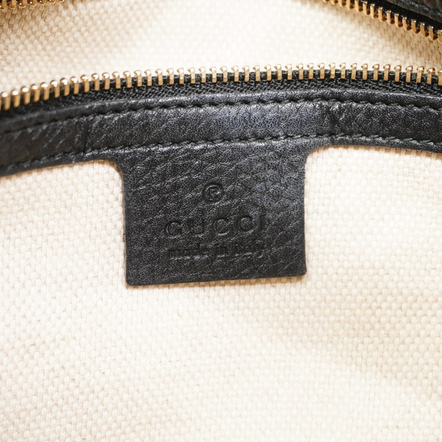 Gucci Soho Shoulder Bag 308982 Leather Black Champagne