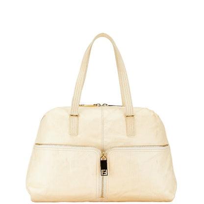 Fendi Zucca Unzipped Tote Bag Shoulder 8Br623 Beige Leather