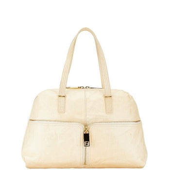 Fendi Zucca Unzipped Tote Bag Shoulder 8Br623 Beige Leather