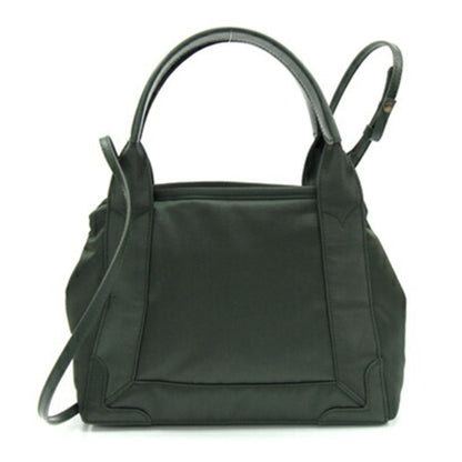 Balenciaga Handbag Navy Cabas Xs 390346 Khaki Green Nylon Leather Shoulder Bag