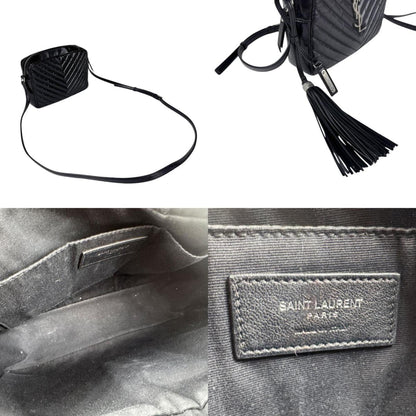 Saint Laurent Shoulder Bag Leather Black Silver