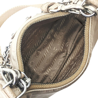 Prada Prada Mini Nylon Shoulder Bag In Beige