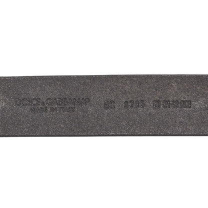 Dolce & Gabbana Logo Buckle Belt Bc3735 Gray/Black Leather