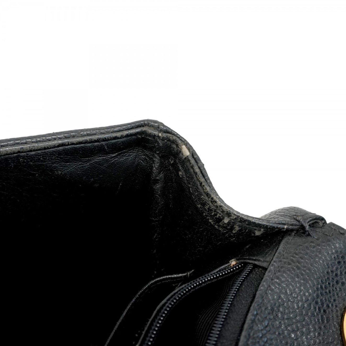 Chanel Shoulder Bag W Chain Bias Stitch Caviar Leather Black