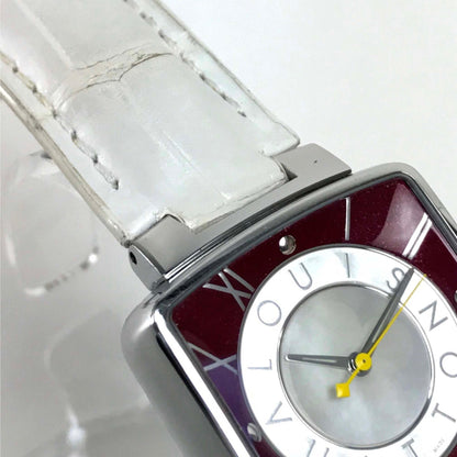 Louis Vuitton Q221J Quartz Wristwatch Silver Wine Red Based
