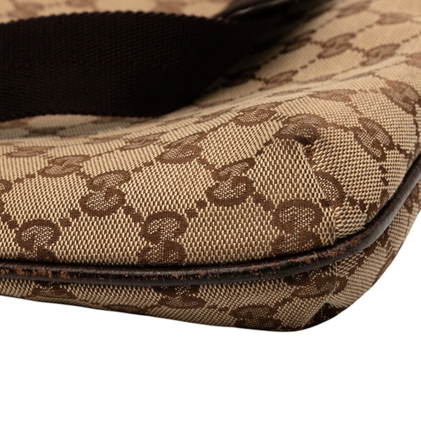 Gucci Gg Canvas Crossbody Shoulder Bag 122791 Beige Brown Leather