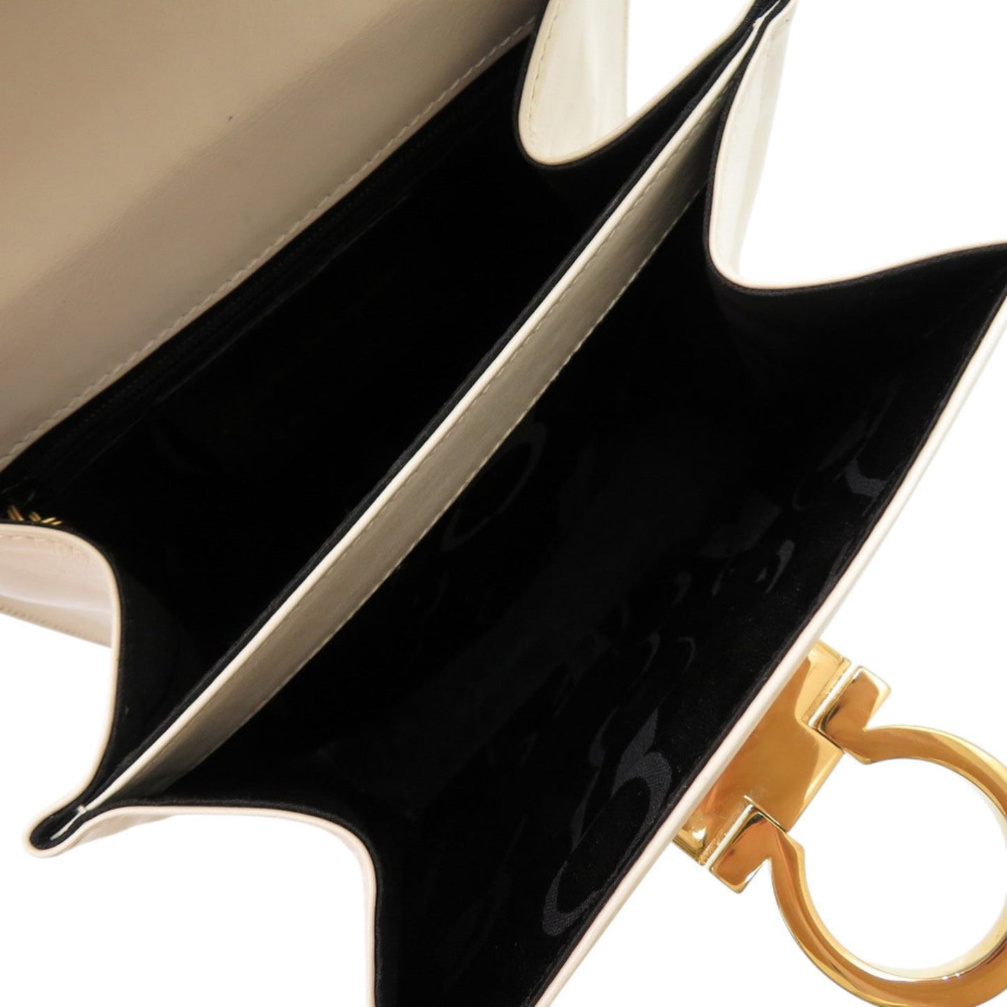 Salvatore Ferragamo Gancini O212193 Leather White 2-Way Handbag 0278