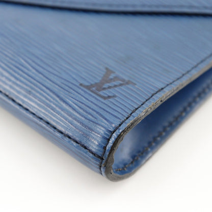 Louis Vuitton Louis Vuitton Art Deco Clutch Bag Second M52635 Epi Leather Toledo Blue 1990 A5 Snap