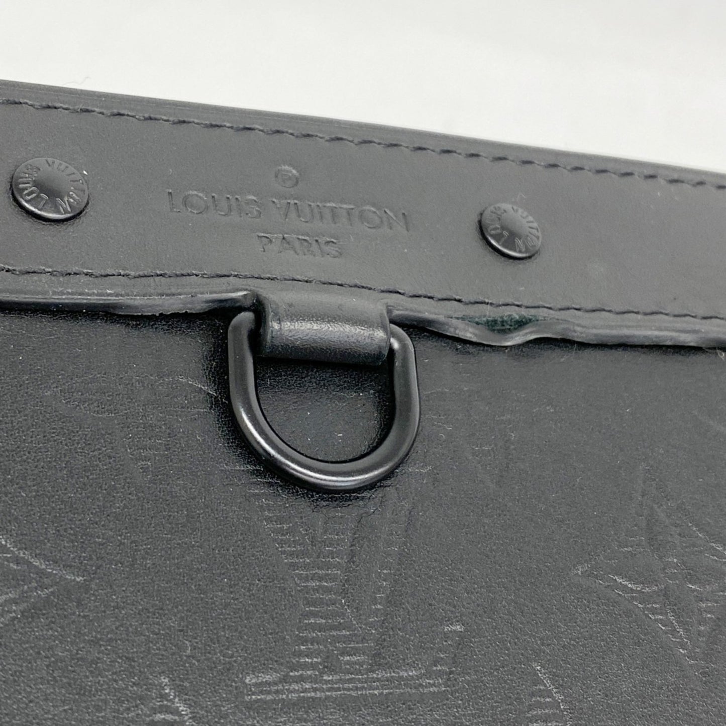 Louis Vuitton Monogram Shadow Pochette Discovery Clutch Bag M62903 Black