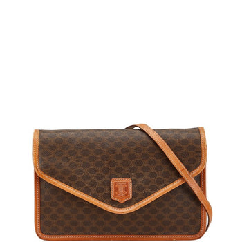 Celine Macadam Shoulder Bag Brown Leather