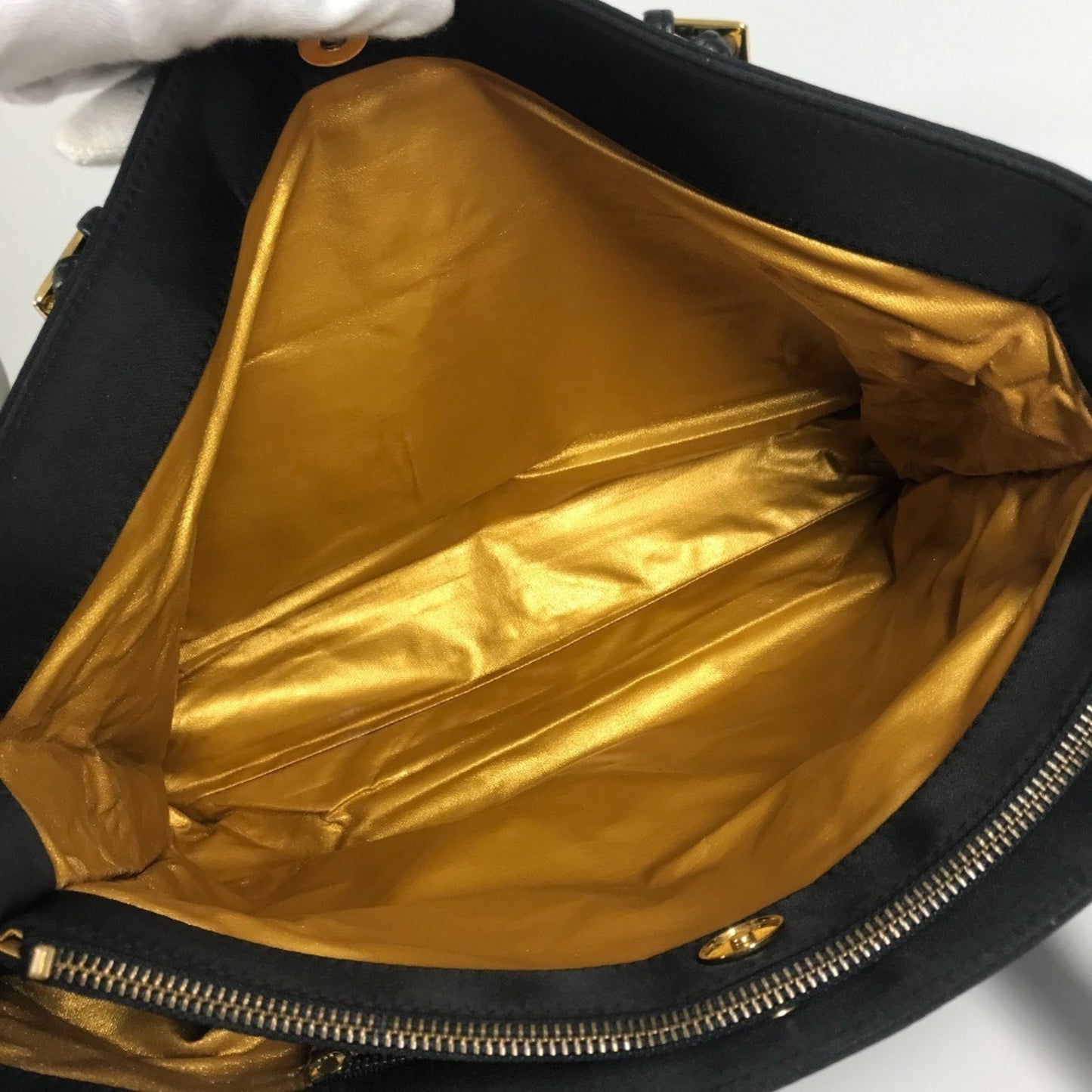 Versace Logo Sunburst Tote Bag With Chain Shoulder In Nylon/Leather