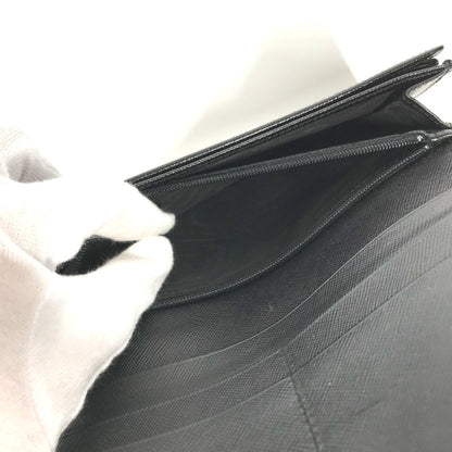 Prada M608A Triangle Logo Triangle Logo Plate Bifold Long Wallet Black