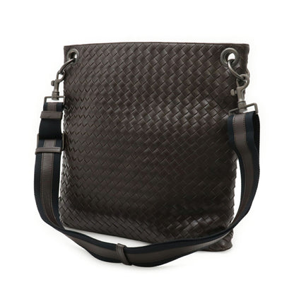 Bottega Veneta Intrecciato Shoulder Bag In Dark Brown