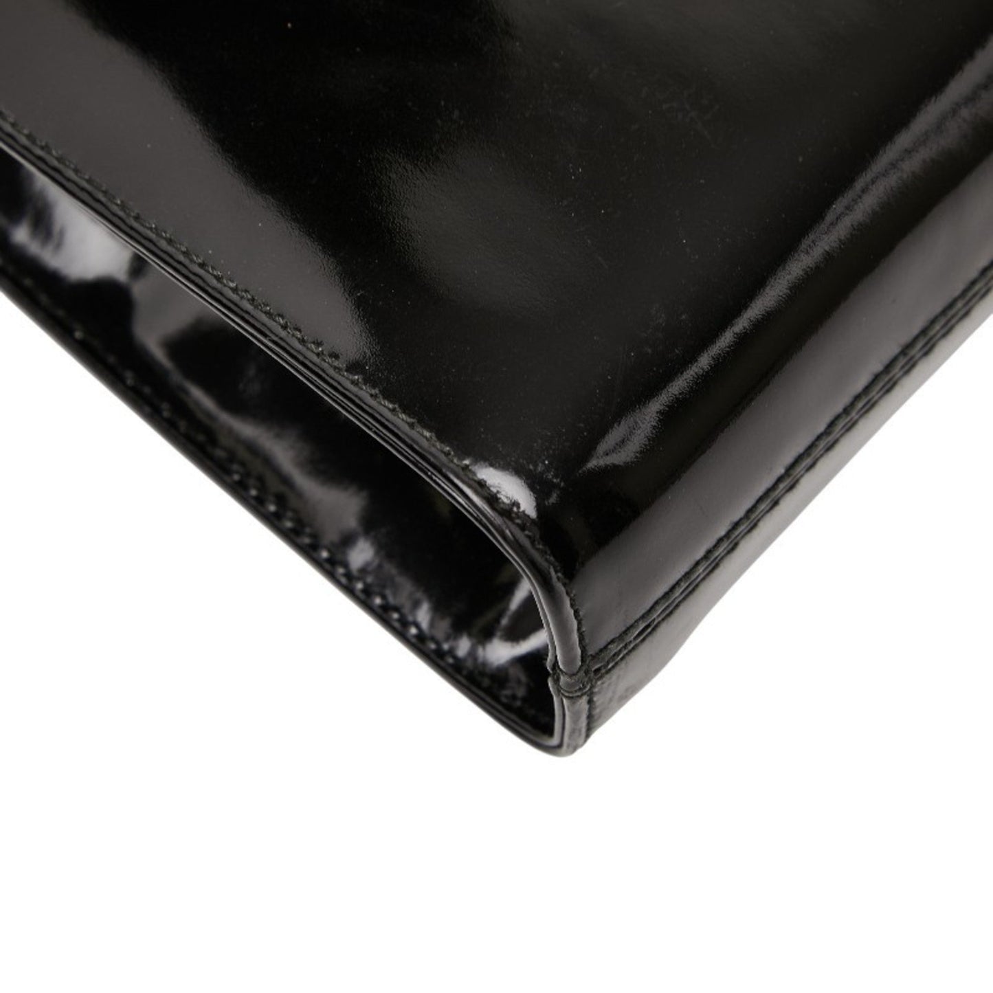 Salvatore Ferragamo Gancini Chain Shoulder Bag In Black Patent Leather