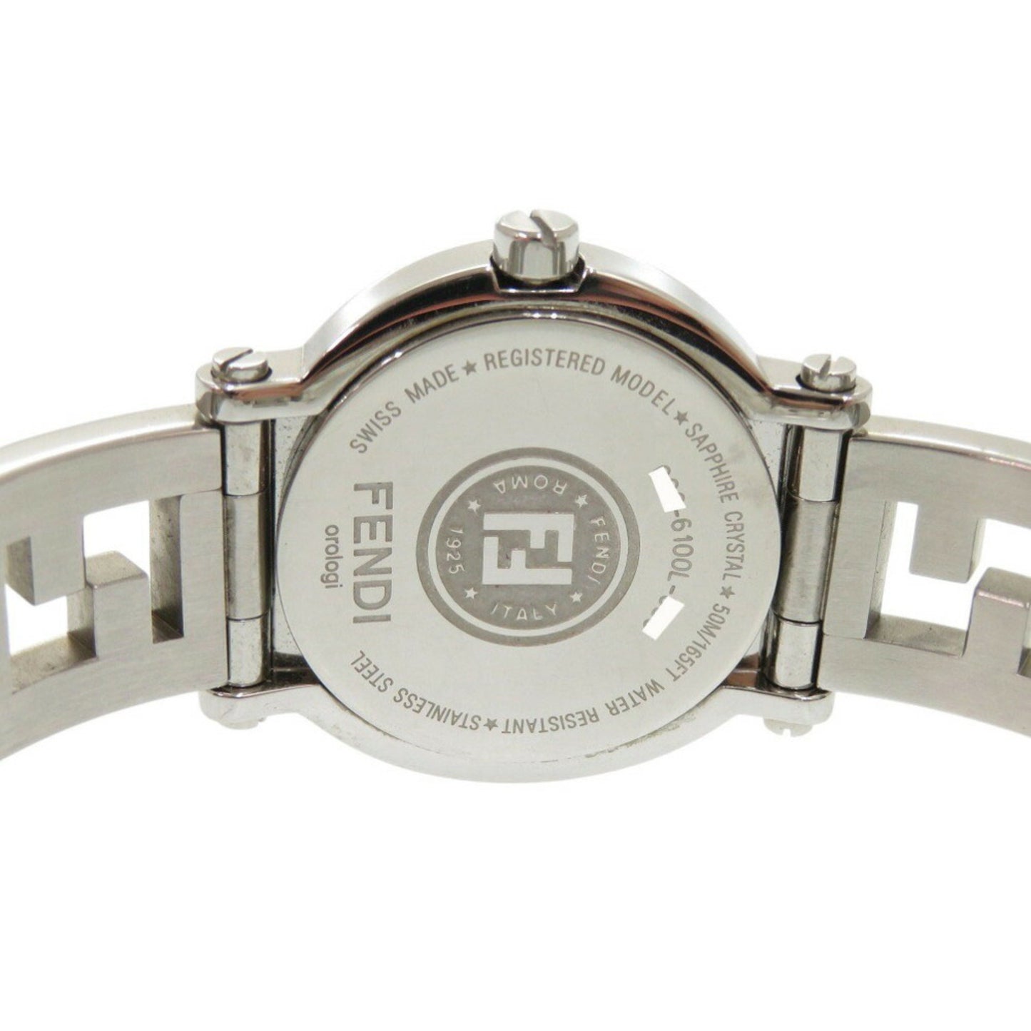 Fendi 6100L Caredro Shell Stainless Steel Black Quartz Watch