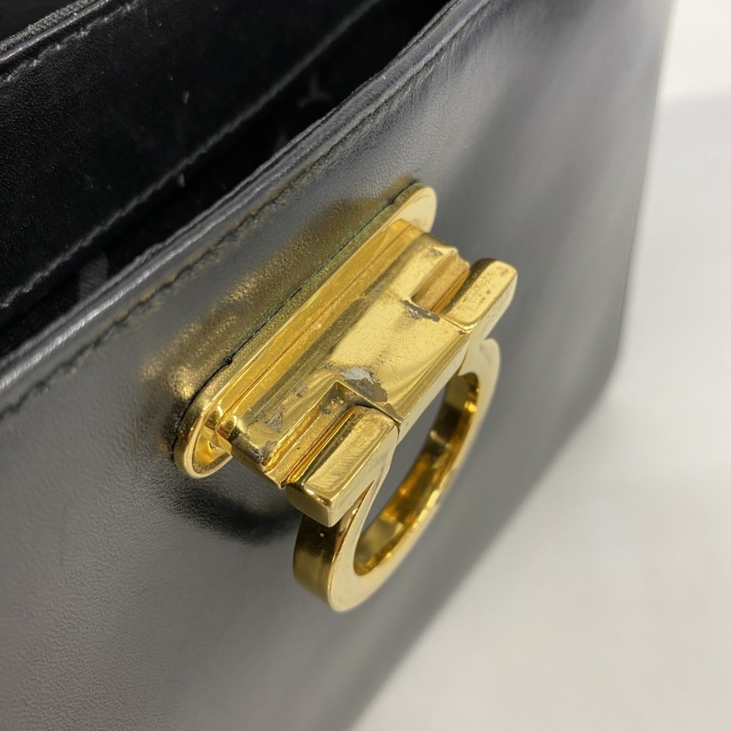 Salvatore Ferragamo Gancini Leather Handbag In Black