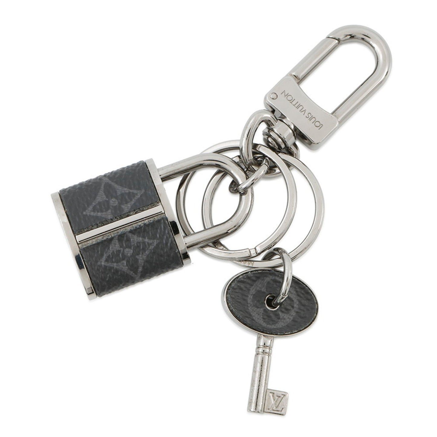 Louis Vuitton Monogram Eclipse Porte-Cls Padlock & Key M61951 Black