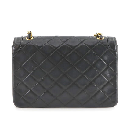 Chanel Matelasse Chain Shoulder Bag Leather Black Gold Metal Fittings