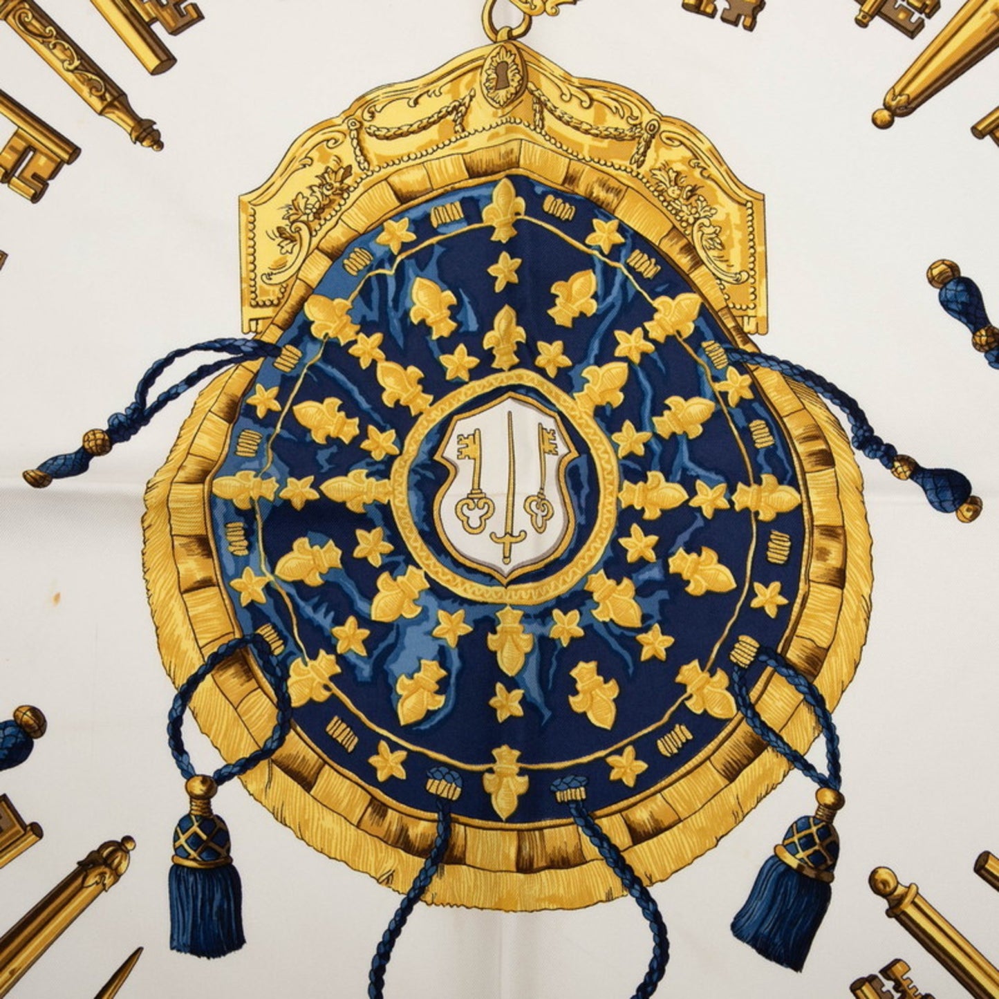 Hermes Herms Carr 90 Les Cles Key Scarf Muffler In Blue