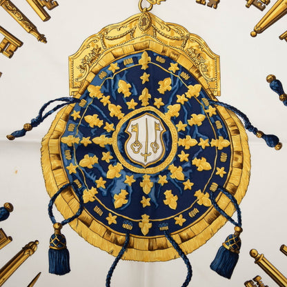 Hermes Herms Carr 90 Les Cles Key Scarf Muffler In Blue