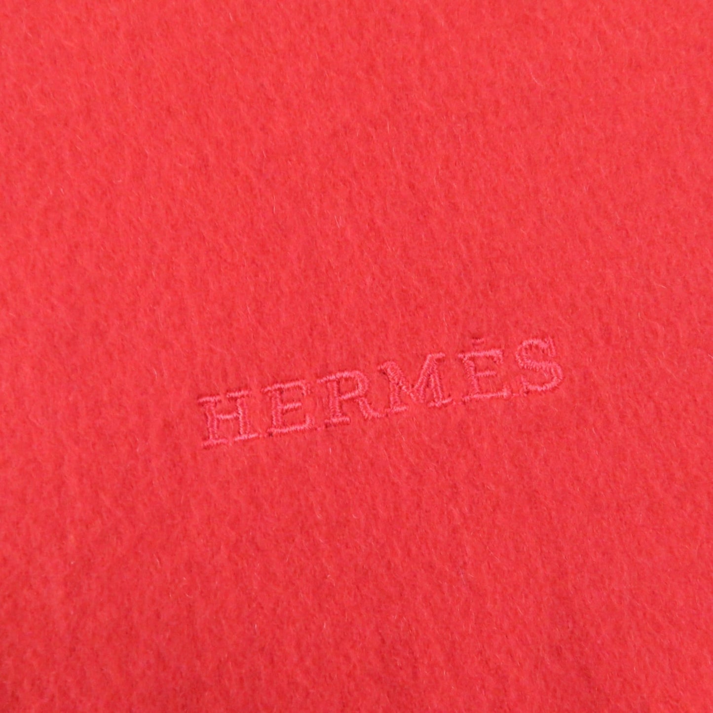 Hermes 100% Cashmere Shawl With Embroidered Logo And Fringe