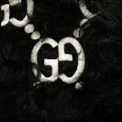 Gucci Gg Marmont Pattern Chain Shoulder Bag/Handbag 752026 Black/White Faux Fur/Leather
