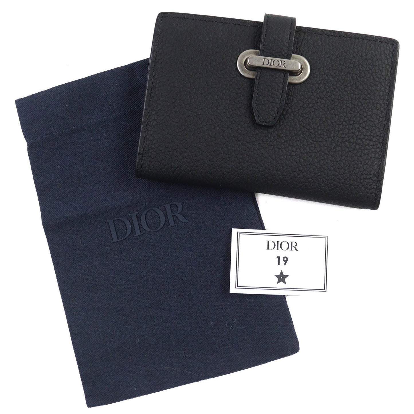 Christian Dior Dior 2Llch187Ken Dior Normandie Logo Leather Card Holder/Card Case In Black With