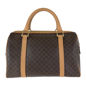 Celine Macadam Brown Gold Hardware Leather M14 Handbag Boston Bag