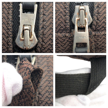 Hermes Globe Trotter Mm Brown Silver Hardware Cotton Pouch Bag