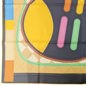 Hermes Hermes Carre 90 Double Face Tapis De Selle Scarf/Muffler Silk Orange Navy