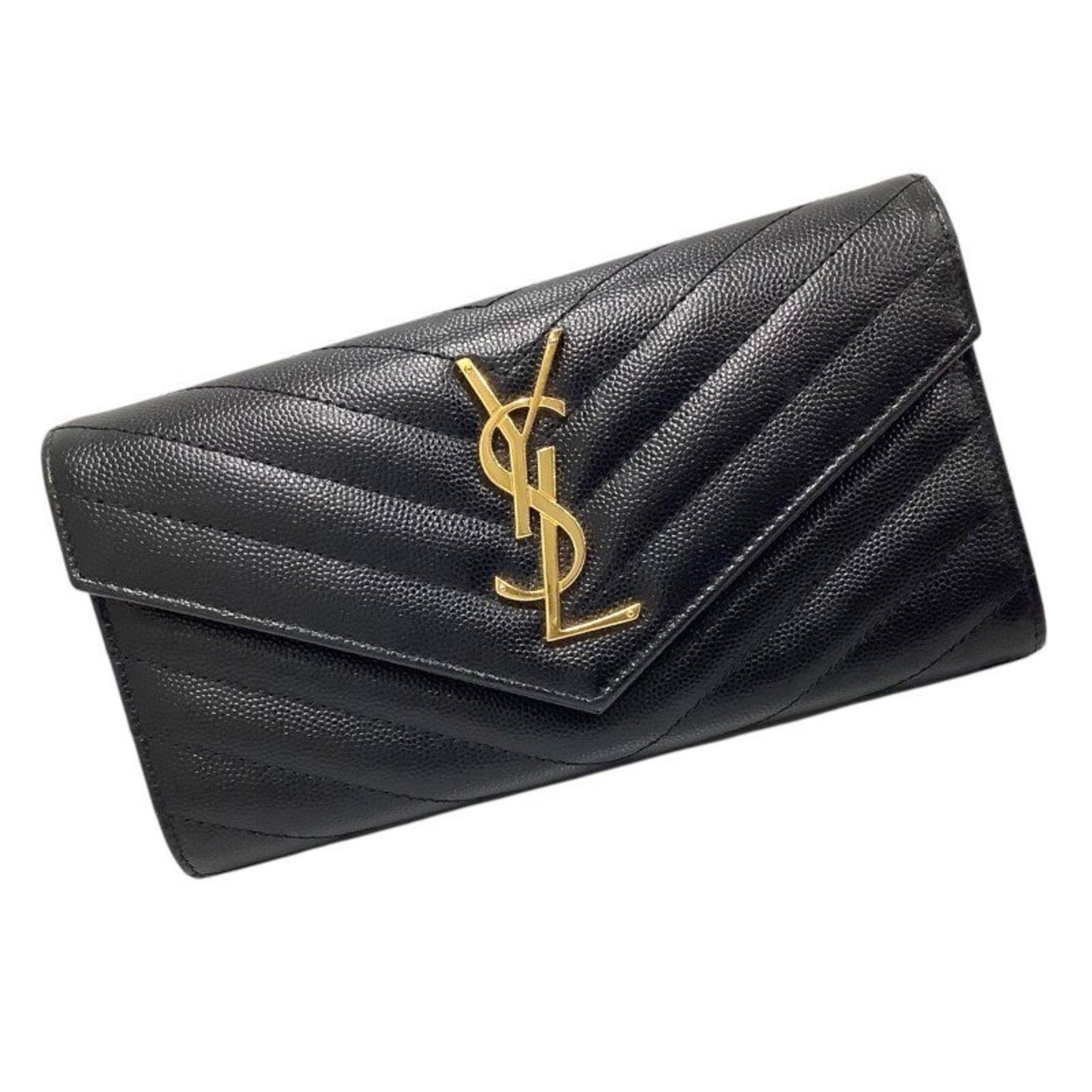 Yves Saint Laurent Saint Laurent Paris Caviar Quilted Long Flap Wallet