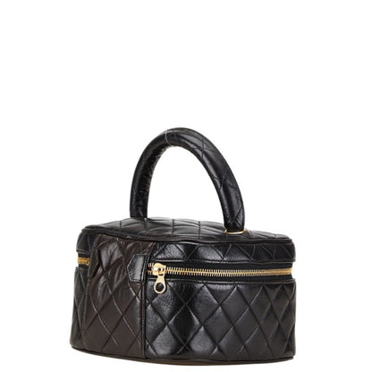Chanel Matelasse Coco Mark Vanity Bag In Black Lambskin